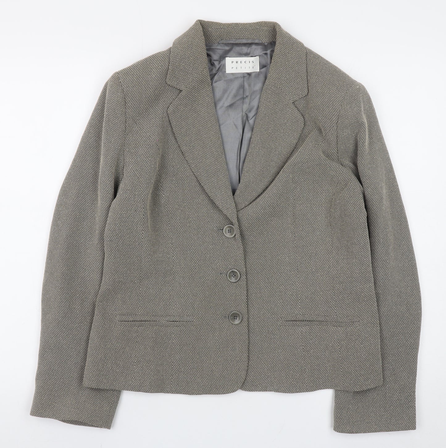 Precis Petite Women’s Grey Buttoned Blazer Jacket Size 14
