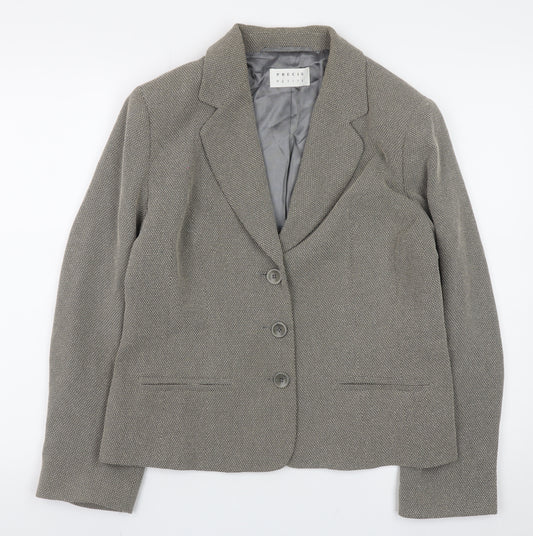 Precis Petite Women’s Grey Buttoned Blazer Jacket Size 14