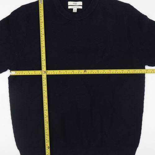 Marks and Spencer Men’s Blue Cotton Blend Crew Neck Jumper L
