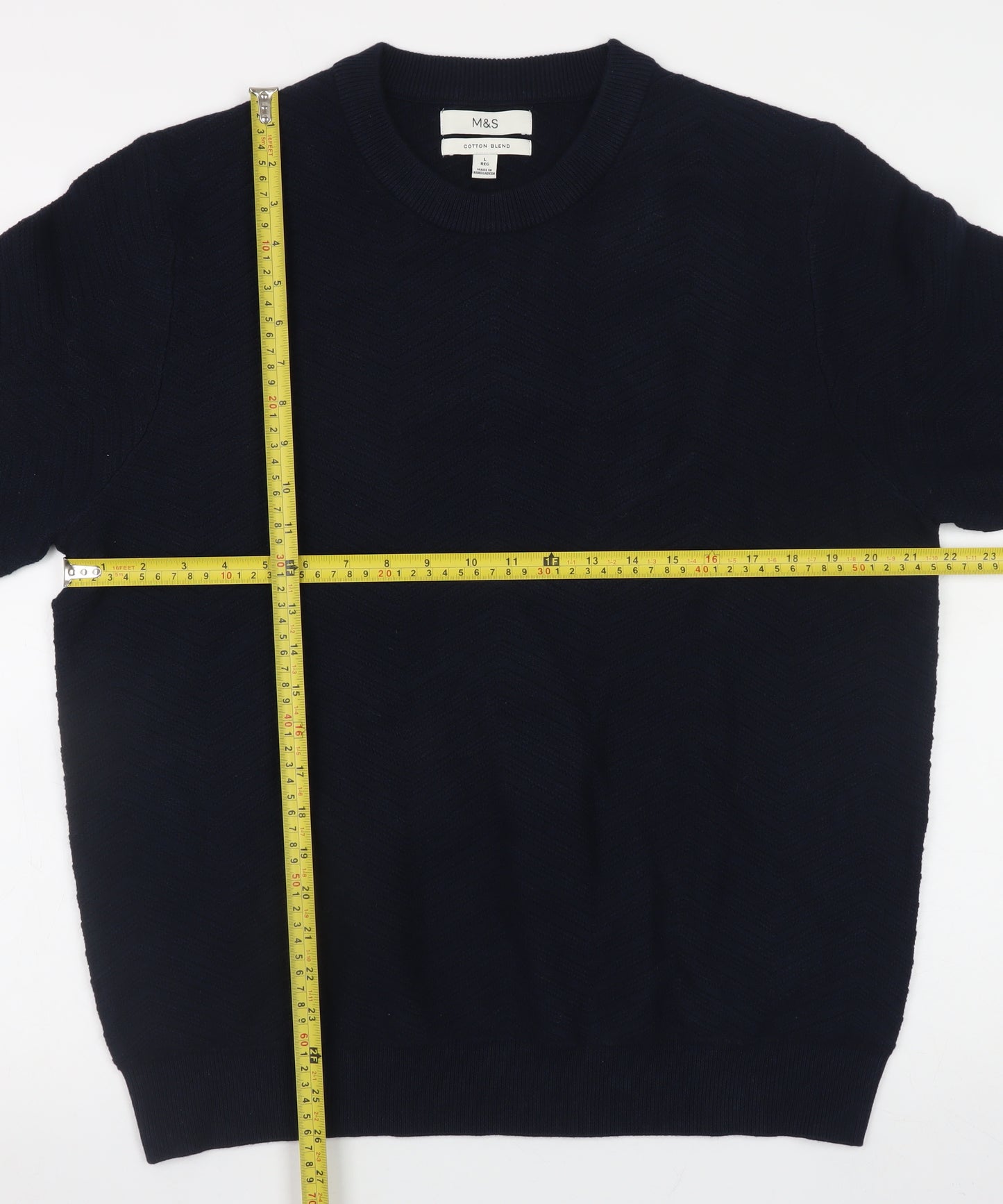 Marks and Spencer Men’s Blue Cotton Blend Crew Neck Jumper L
