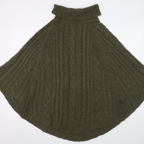Next Women’s Green Cable Knit Roll Neck Cape XS