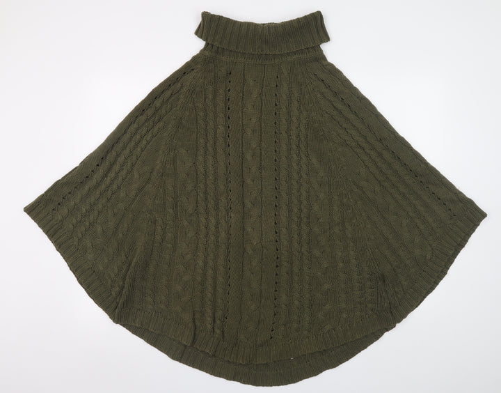 Next Women’s Green Cable Knit Roll Neck Cape XS