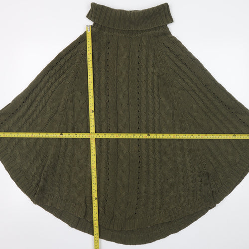 Next Women’s Green Cable Knit Roll Neck Cape XS