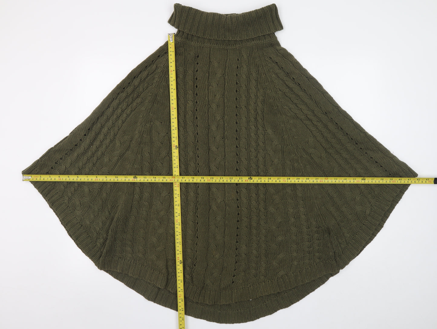 Next Women’s Green Cable Knit Roll Neck Cape XS