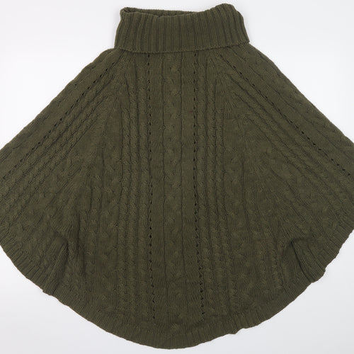 Next Women’s Green Cable Knit Roll Neck Cape XS