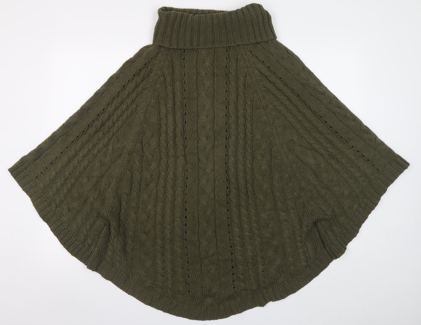 Next Women’s Green Cable Knit Roll Neck Cape XS
