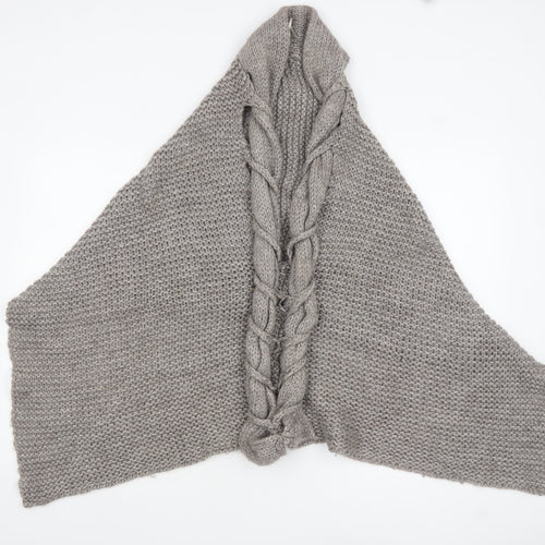 Mango Women Grey Chunky Knit Wool Acrylic Cape Jumper One Size