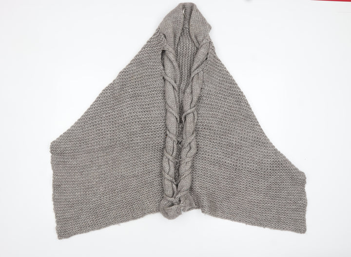 Mango Women Grey Chunky Knit Wool Acrylic Cape Jumper One Size