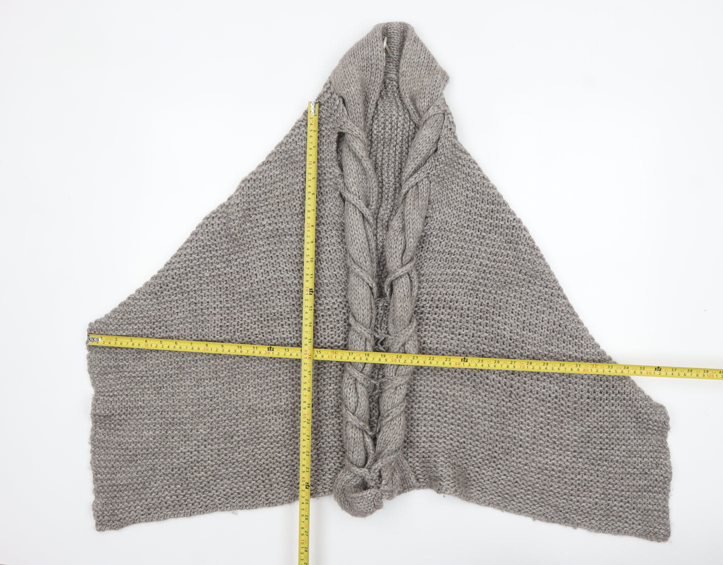 Mango Women Grey Chunky Knit Wool Acrylic Cape Jumper One Size