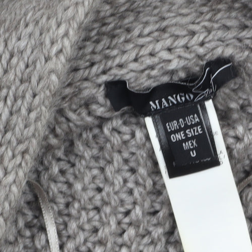Mango Women Grey Chunky Knit Wool Acrylic Cape Jumper One Size