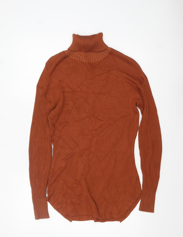 nu-in Women’s Brown Roll Neck Cotton Jumper Size S