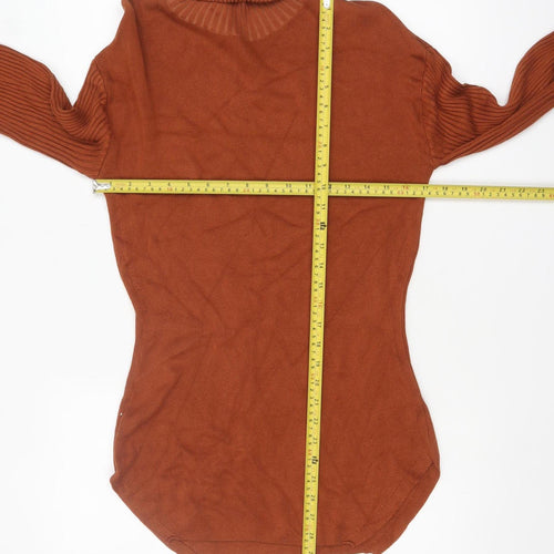 nu-in Women’s Brown Roll Neck Cotton Jumper Size S
