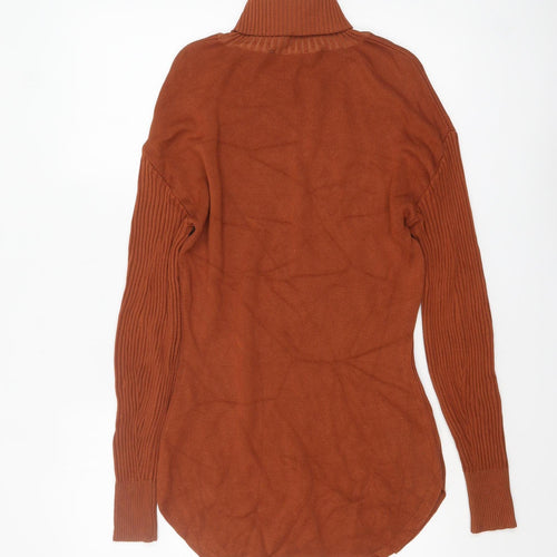 nu-in Women’s Brown Roll Neck Cotton Jumper Size S