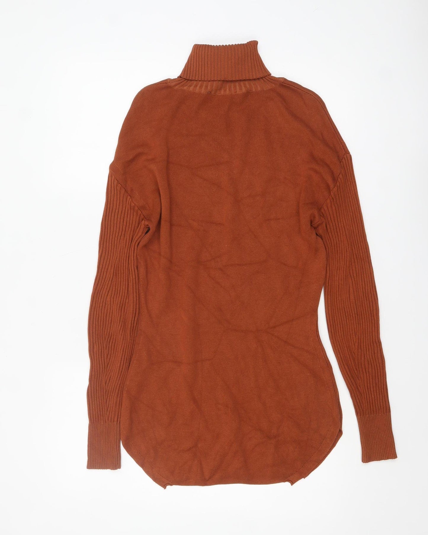 nu-in Women’s Brown Roll Neck Cotton Jumper Size S