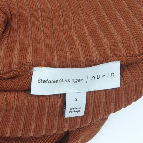 nu-in Women’s Brown Roll Neck Cotton Jumper Size S
