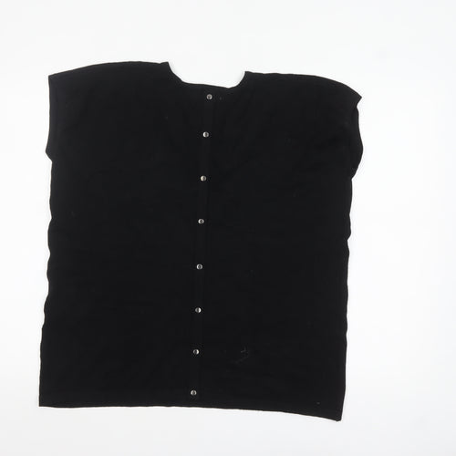 Odemai Womens Black Sleeveless V-Neck Button Cardigan XS