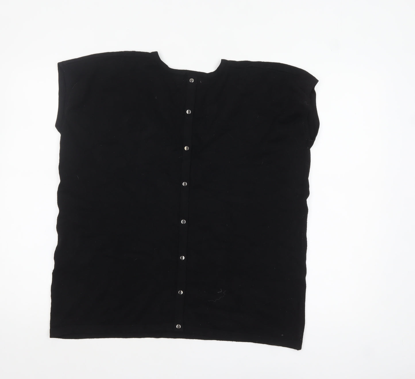 Odemai Womens Black Sleeveless V-Neck Button Cardigan XS