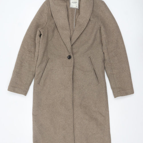 Abercrombie & Fitch Womens Beige Wool Long Overcoat XS