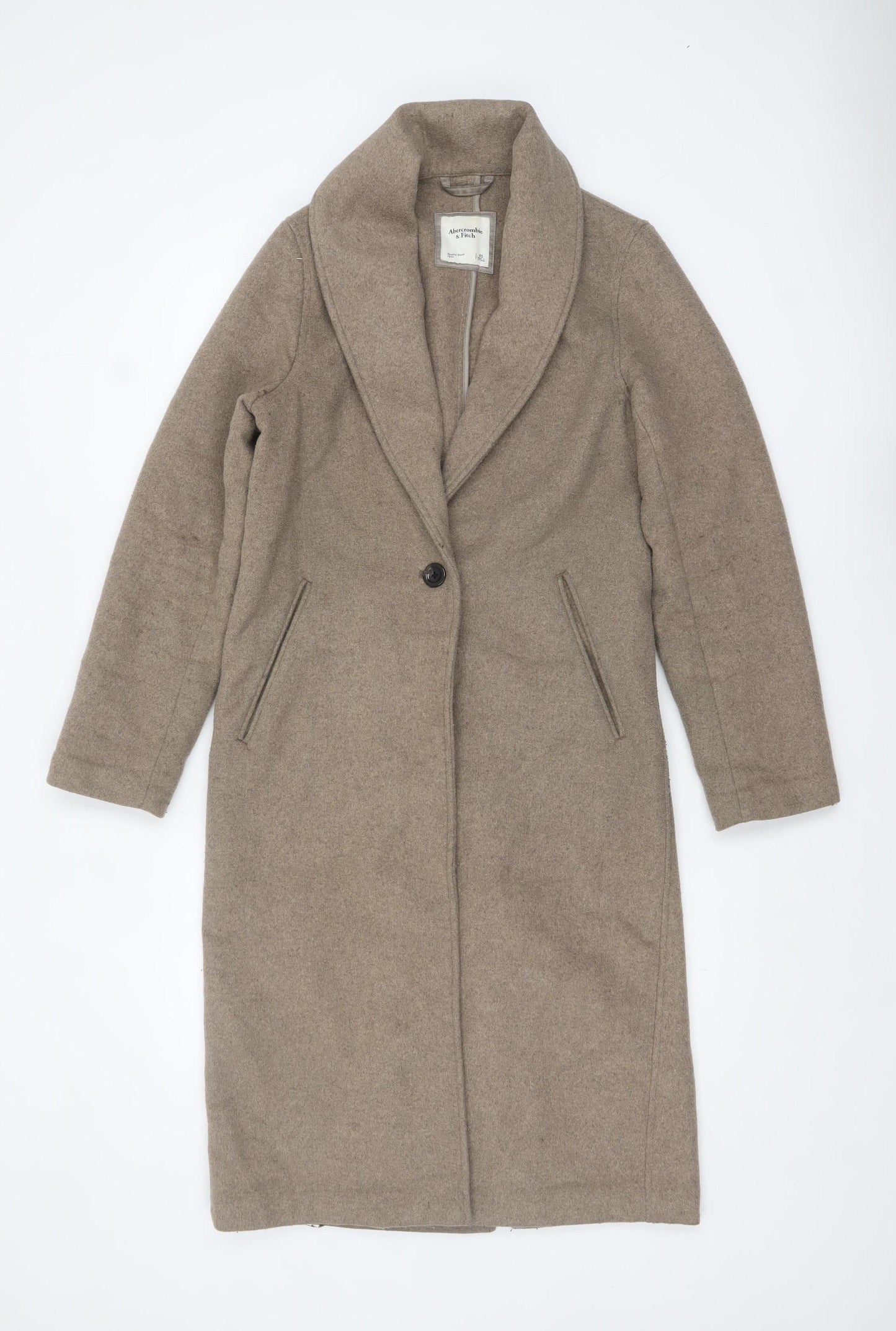 Abercrombie & Fitch Womens Beige Wool Long Overcoat XS