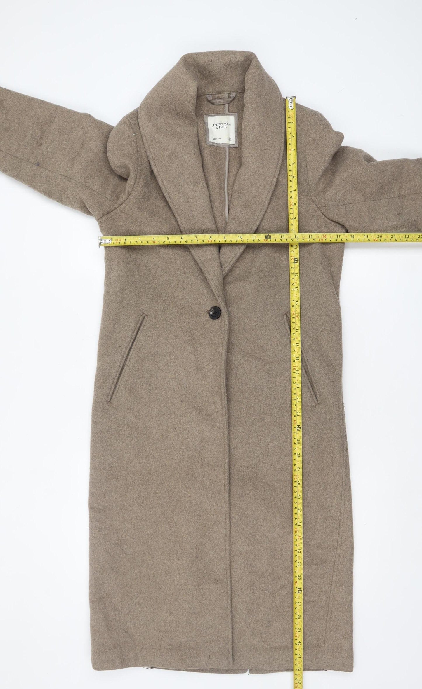 Abercrombie & Fitch Womens Beige Wool Long Overcoat XS