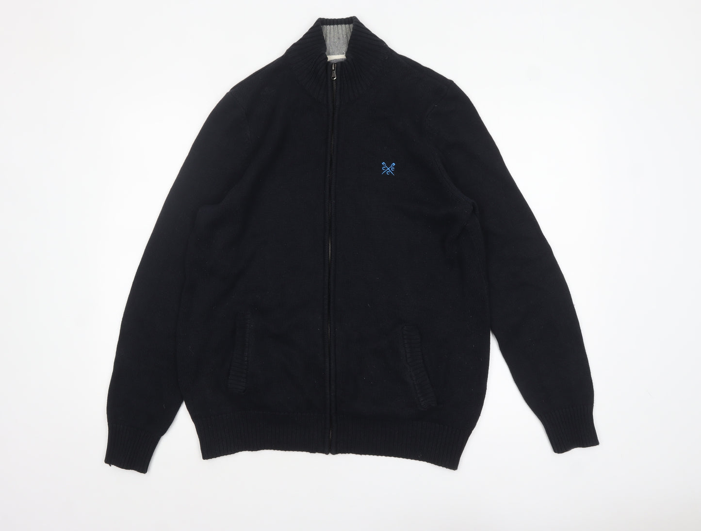 Crew Clothing Co. Men's Black Cotton Full Zip Jumper Medium