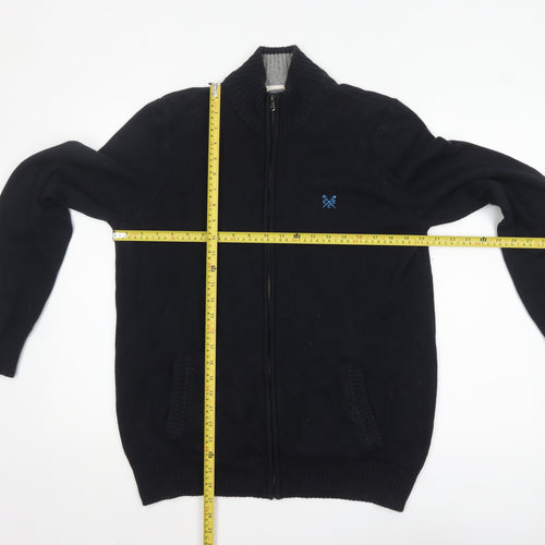Crew Clothing Co. Men's Black Cotton Full Zip Jumper Medium