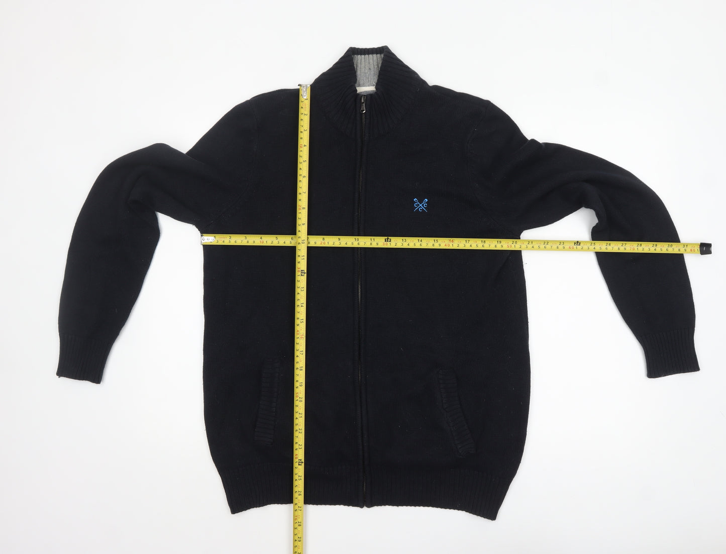 Crew Clothing Co. Men's Black Cotton Full Zip Jumper Medium