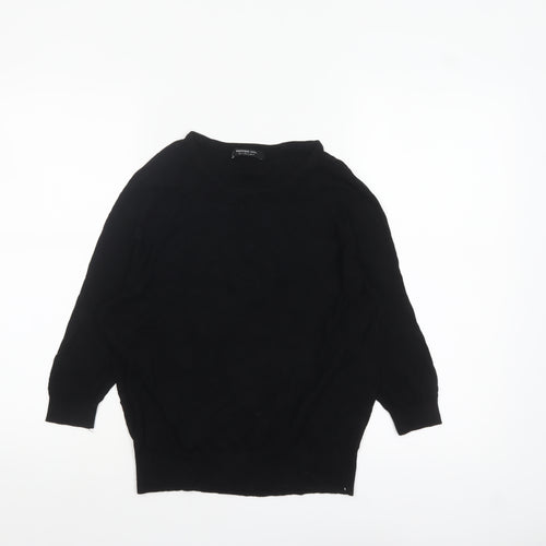 Mango Womens Black Cotton Crew Neck Pullover Jumper Size 12