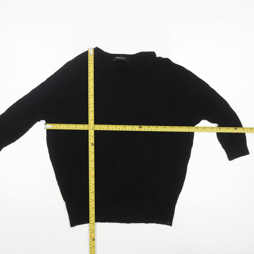 Mango Womens Black Cotton Crew Neck Pullover Jumper Size 12