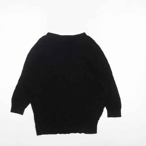 Mango Womens Black Cotton Crew Neck Pullover Jumper Size 12