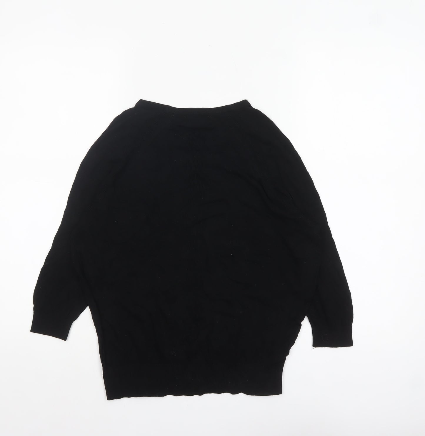Mango Womens Black Cotton Crew Neck Pullover Jumper Size 12