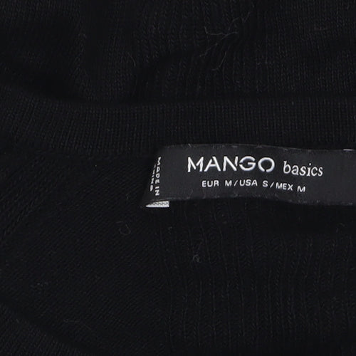 Mango Womens Black Cotton Crew Neck Pullover Jumper Size 12