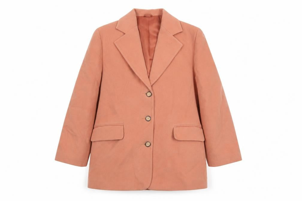 Front view of Next women’s beige wool blend blazer uk 14 single-breasted jacket