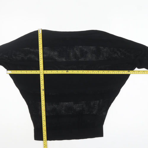 AllSaints Women's Black Open-Knit Relaxed Pullover Jumper Size S