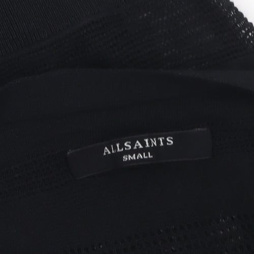 AllSaints Women's Black Open-Knit Relaxed Pullover Jumper Size S