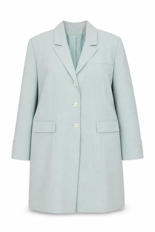 Front view of Modern Classics Women’s Green Long Buttoned Overcoat, size UK 18