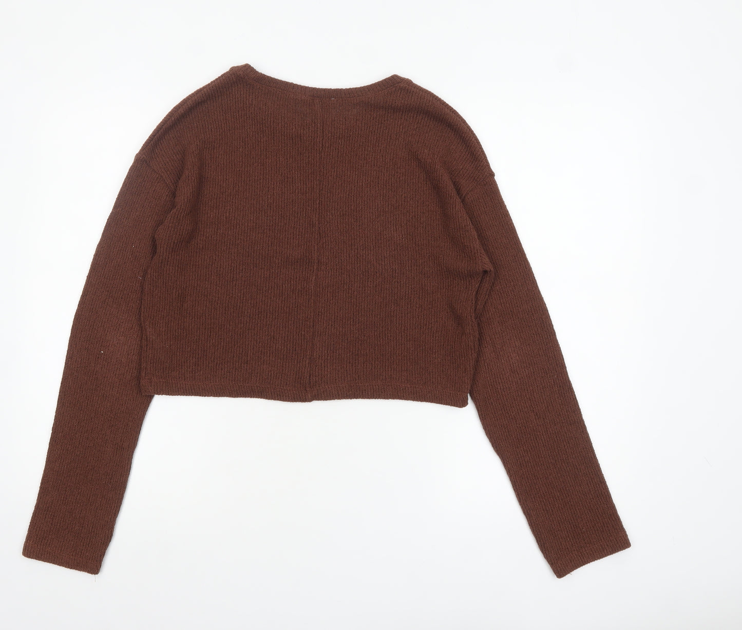 Zara Women Brown Knit Crew Neck Long Sleeve Pullover Jumper M
