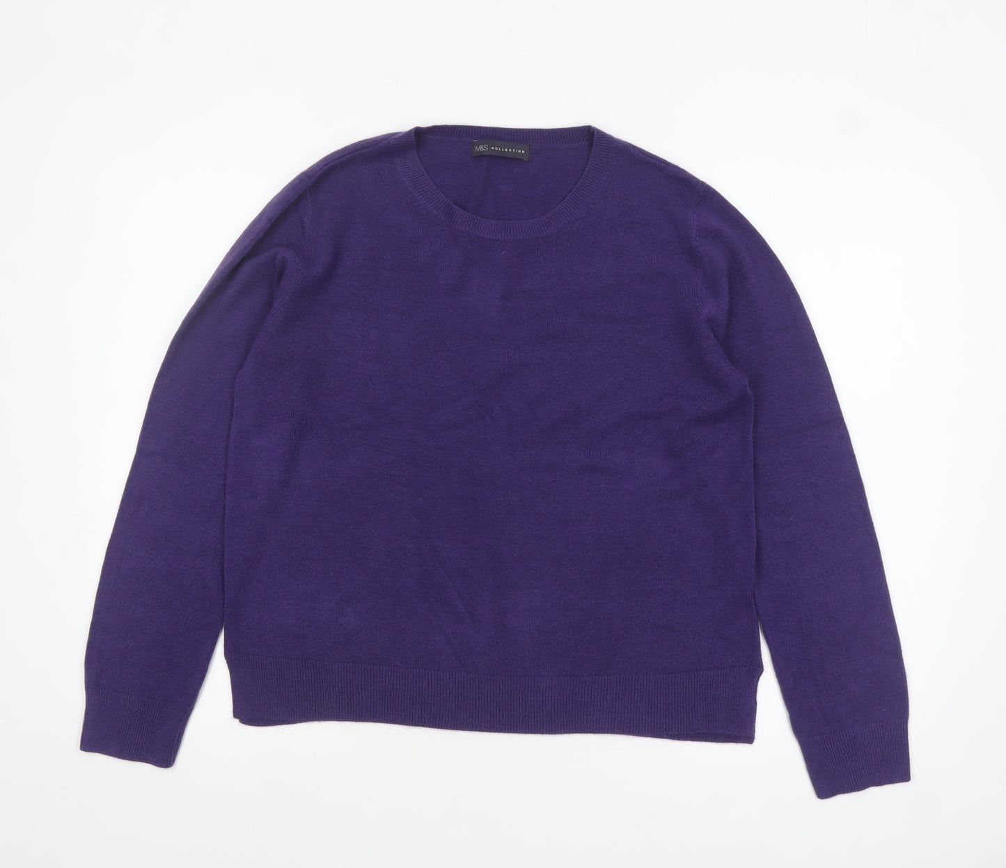 Marks and Spencer Women’s Purple Acrylic Crew Neck Jumper Size 16