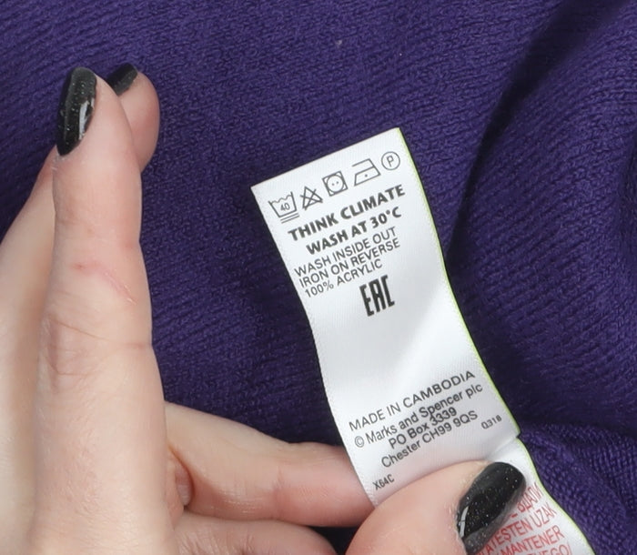Marks and Spencer Women’s Purple Acrylic Crew Neck Jumper Size 16