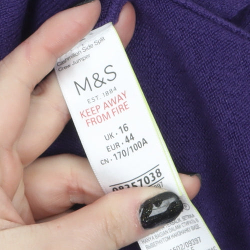 Marks and Spencer Women’s Purple Acrylic Crew Neck Jumper Size 16