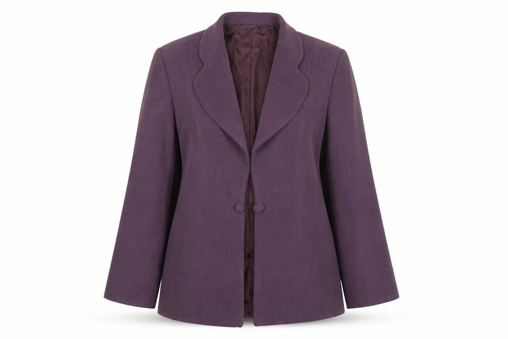 Front view of Personal Choice Women Purple, size 16, Classic Lined Single-Breasted Blazer