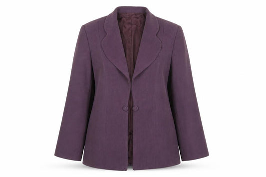 Front view of Personal Choice Women Purple, size 16, Classic Lined Single-Breasted Blazer