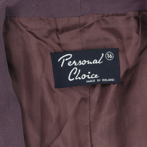 Personal Choice Women Purple Size 16 Classic Lined Single-Breasted Blazer