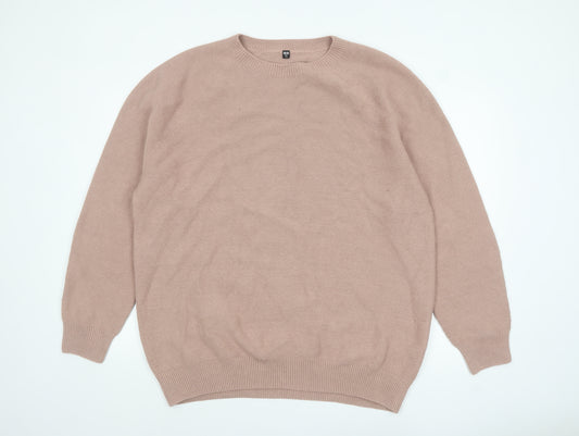 Uniqlo Men Beige 3XL Crew Neck Knit Pullover Jumper