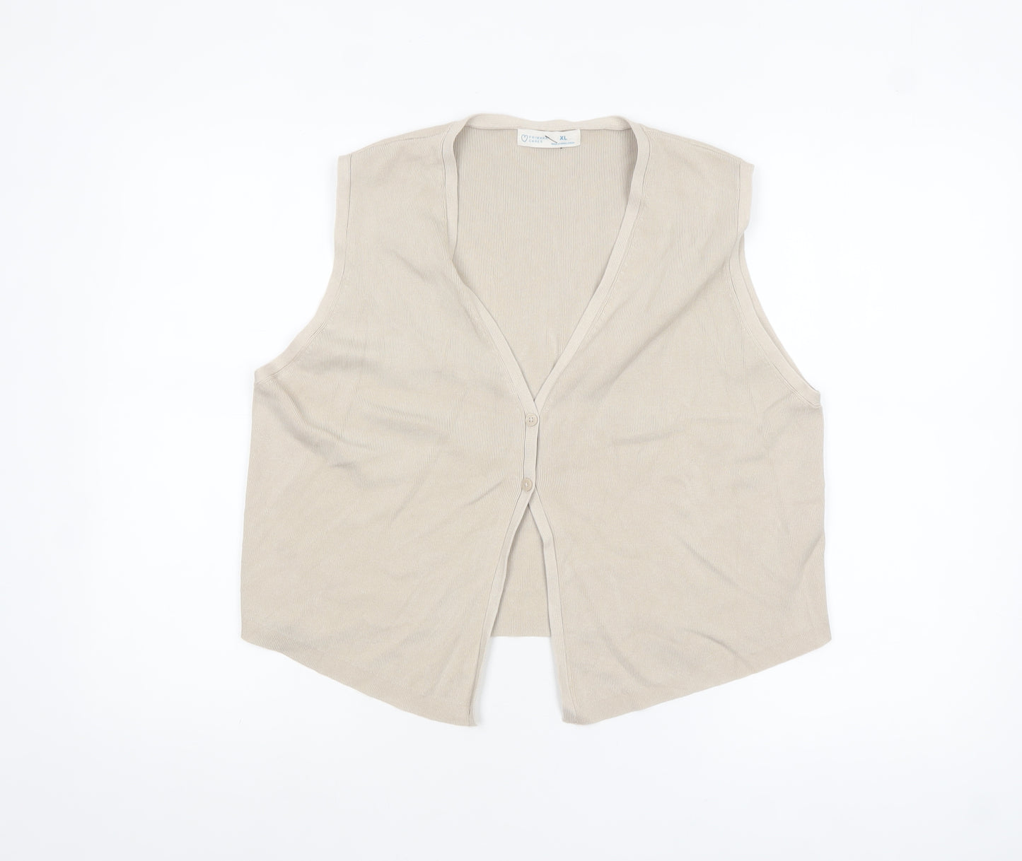 Primark Women’s Beige V-Neck Knit Sleeveless Vest XL