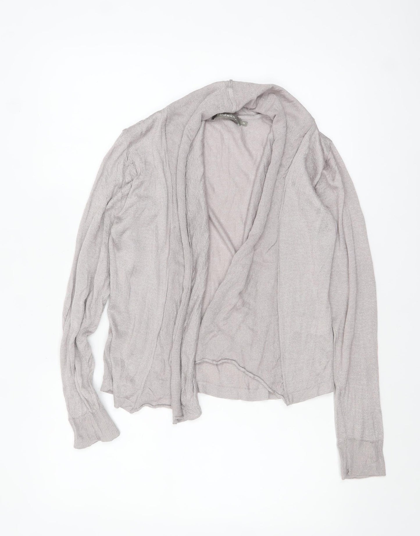 Sandwich Womens Grey Open Knit Long Sleeve Cardigan M