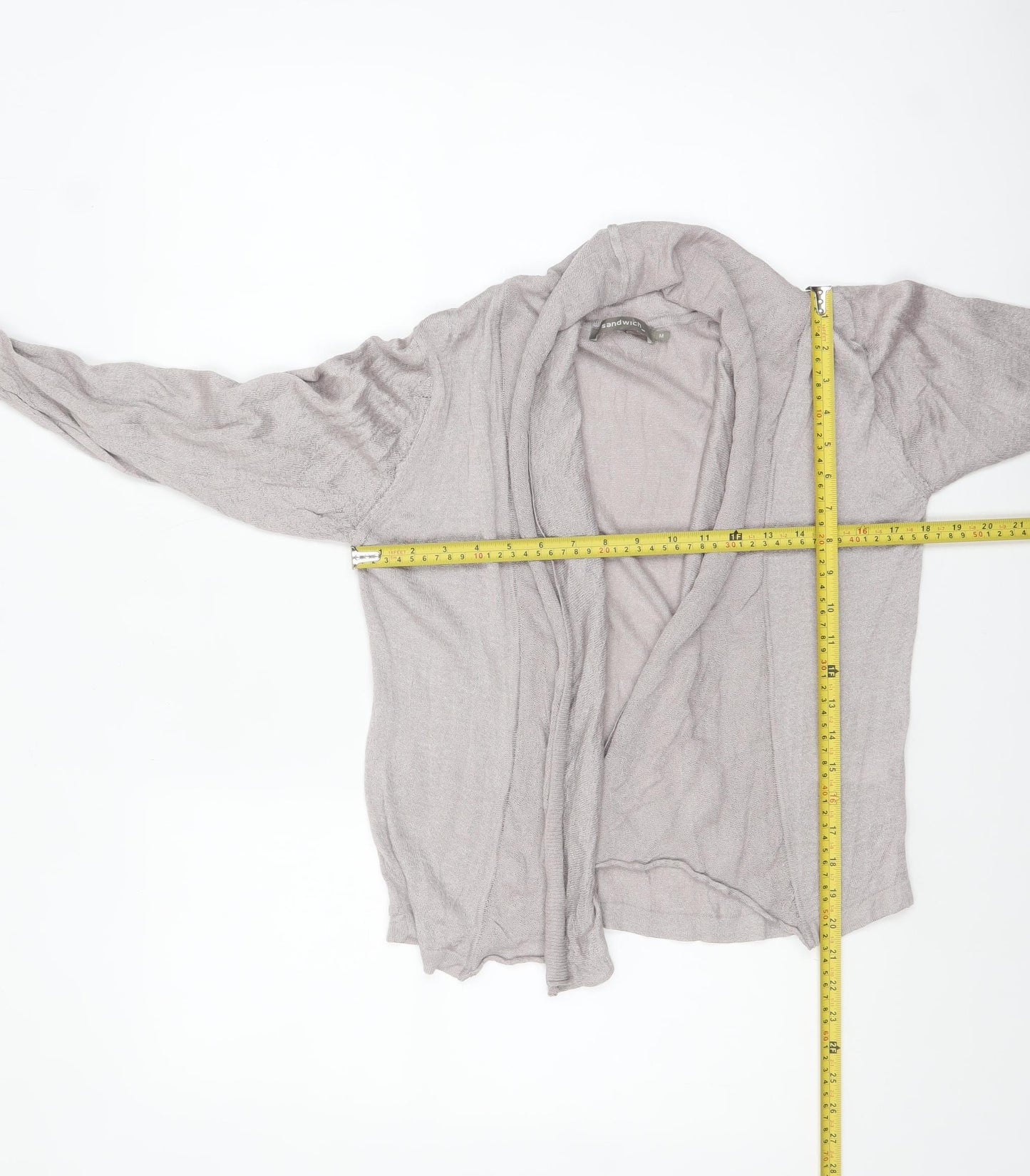 Sandwich Womens Grey Open Knit Long Sleeve Cardigan M