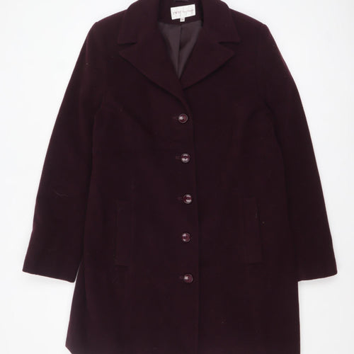 EWM Pure Classics Womens Burgundy Wool Blend Mid-Length Coat Size 14