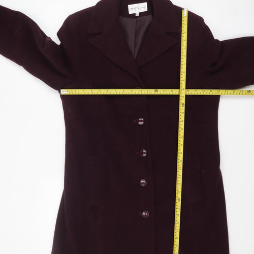 EWM Pure Classics Womens Burgundy Wool Blend Mid-Length Coat Size 14