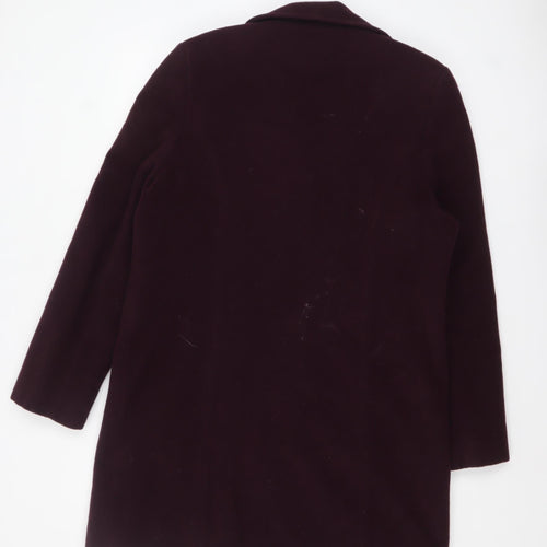EWM Pure Classics Womens Burgundy Wool Blend Mid-Length Coat Size 14